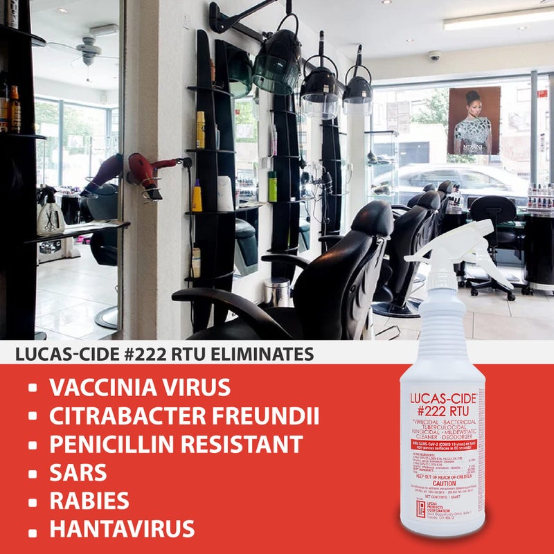 LUCAS-CIDE #222 RTU صالون وسبا من فئة المستشفيات مطهر 60 ثانية 32 أونصة سائلة - Image 3